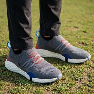 G/FORE MG4+ Mens Golf Shoes Grey Red Blue Knit Spikeless Sneakers G4MS22EF30